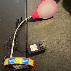 Pink LED desk lamp with USB port